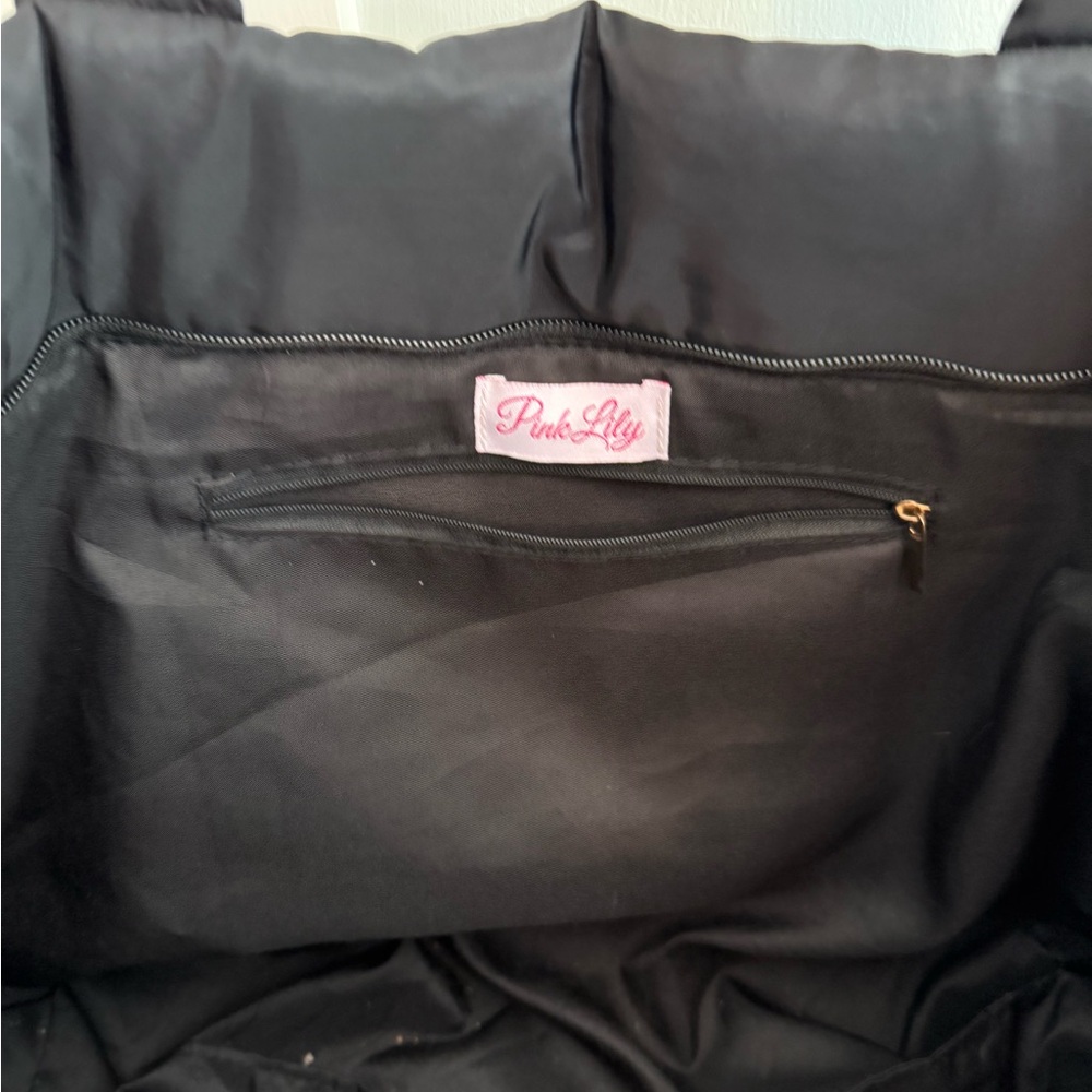 Black Quilted Tote Bag - Picture 3 of 5
